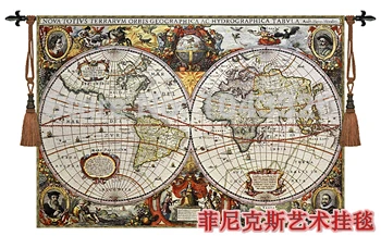 

FASHION WORLD MAP 140*97CM DECORATIVE JACAUARD FABRIC ANTIQUE DECORATION TAPESTRY WALL HANGING PT-62