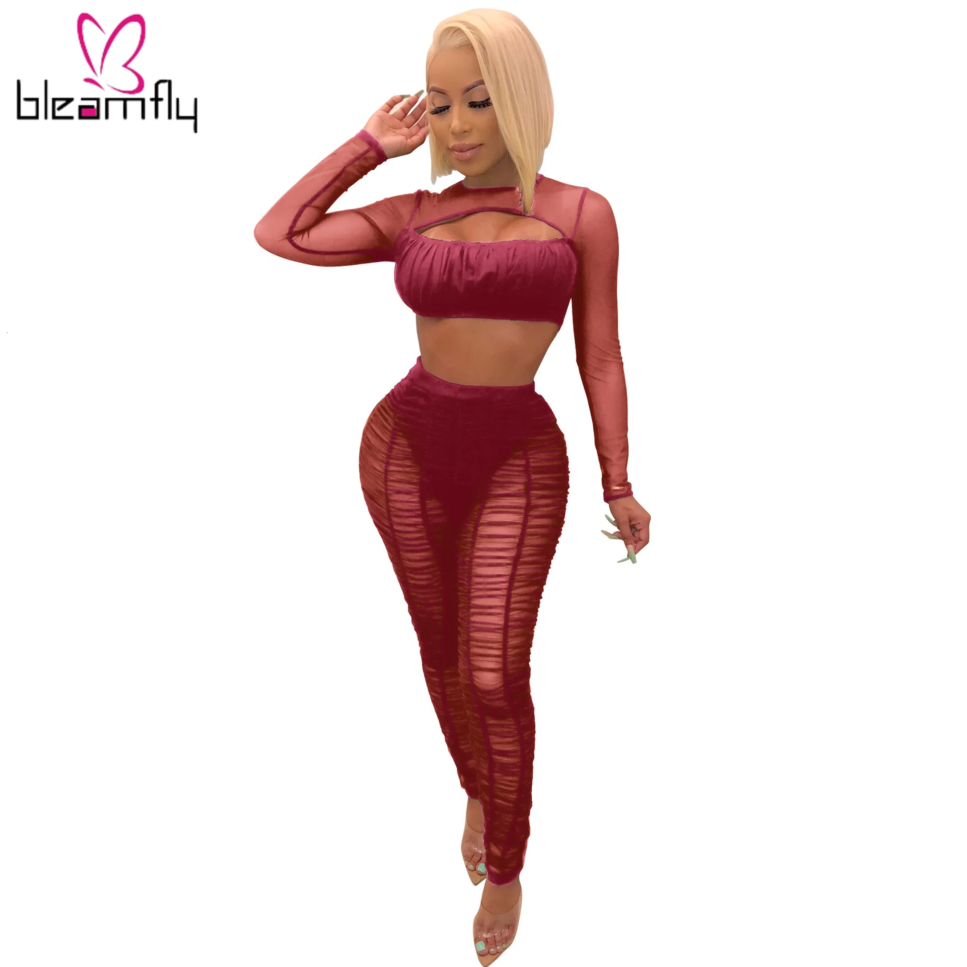 2019 женский новый сетчатый просвечивающий лоскутный драпированный короткий топ с