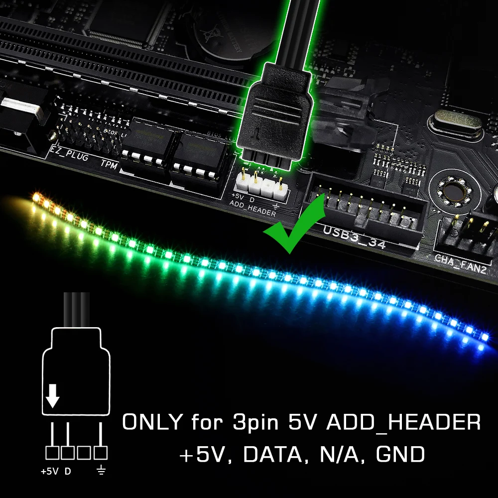 Полноцветная цифровая светодиодная лента RGB 5 В модифицируемая материнская плата