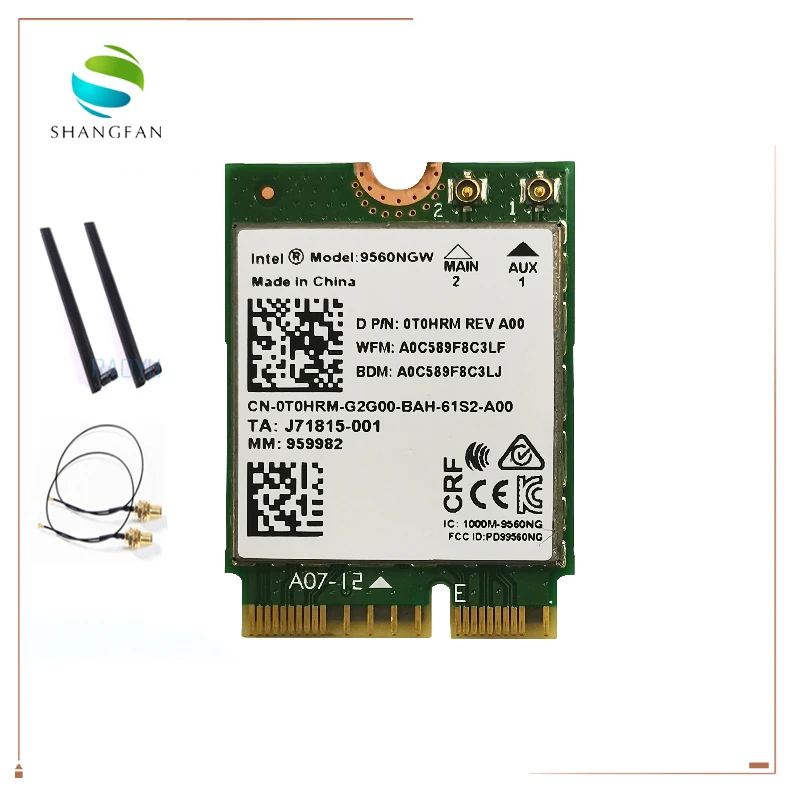 Wifi карта для Intel Двухдиапазонная AC 9560 9560NGW 9560AC 0T0HRM 1,73 Гбит/с NGFF ключ E Wifi карта 80211ac BT5.0 мм: 959982 для W10