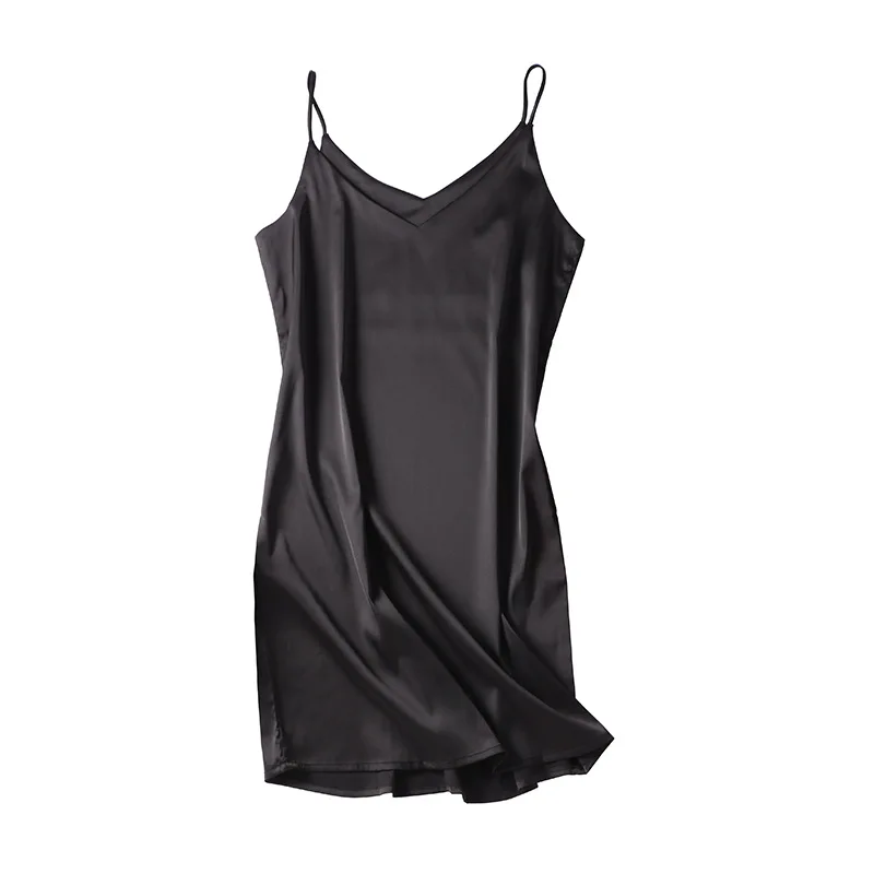 Французское эластичное атласное кружевное платье на бретельках с V-образным