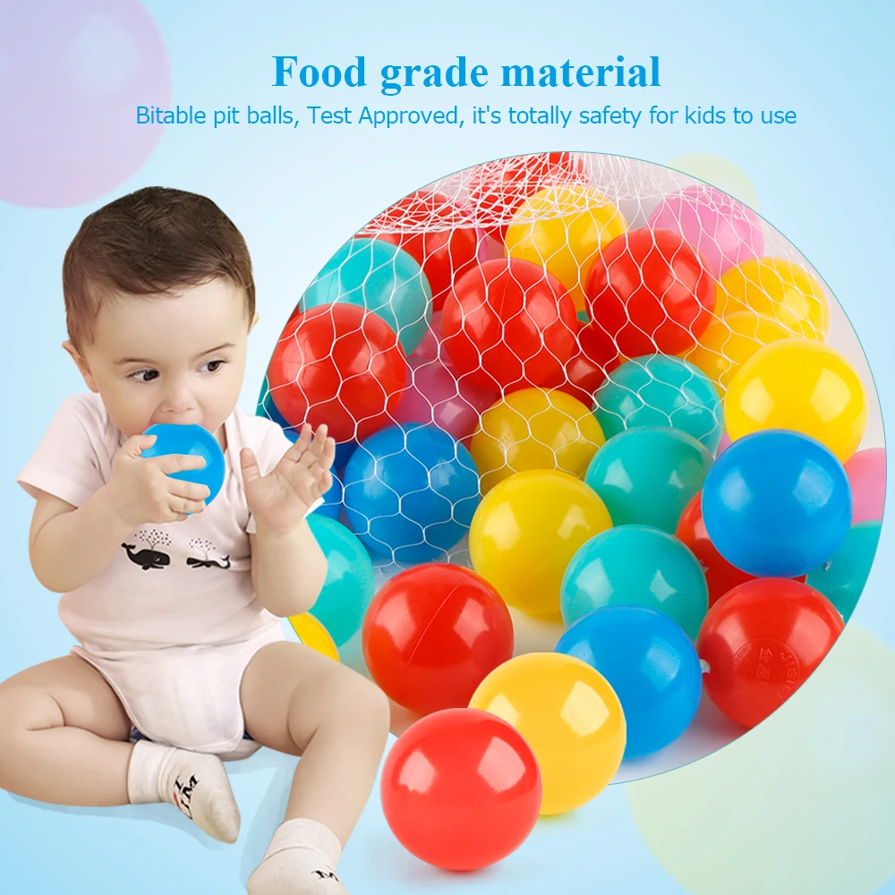 Coogam Pit Balls Pack of 50 -5 Color Hollow Soft Plastic Ball for Toddler Kids Birthday Party Favors Pool Water Bath Toy Kid | Игрушки и