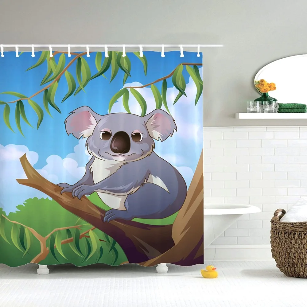 Занавеска для душа Dafield с силуэтом и лесным ландшафтом Летающие птицы тканевая