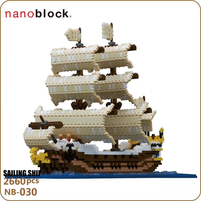 Nanoblock маленький зернистый миниатюрный Алмазный строительный блок для взрослых, строительная игрушка, большой парусный корабль, 2490 штук, NB-030, новинка