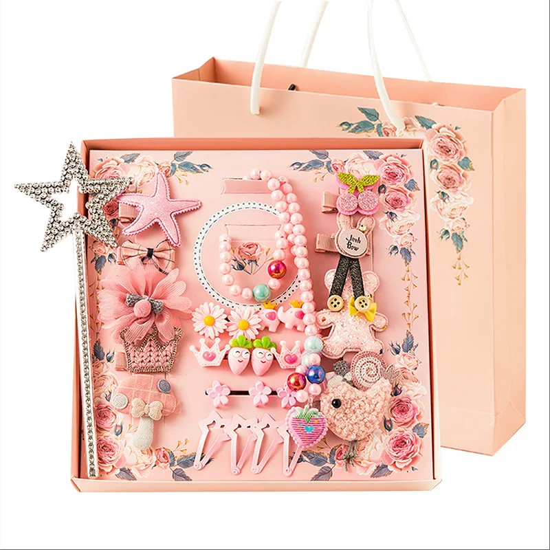 28 шт./кор. Детские аксессуары для волос Gift коробка Princess Заколка набор BB зажимы
