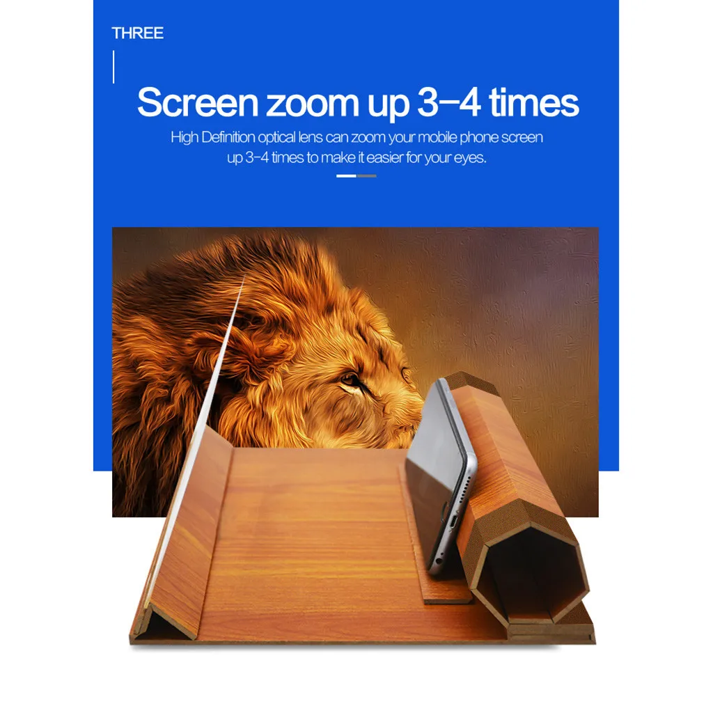 Binmer 12 inch Folding 3d phone magnifier screen With Wood Frame HD Video Magnifying Glass Bracket Stand tablet holder eye | Мобильные