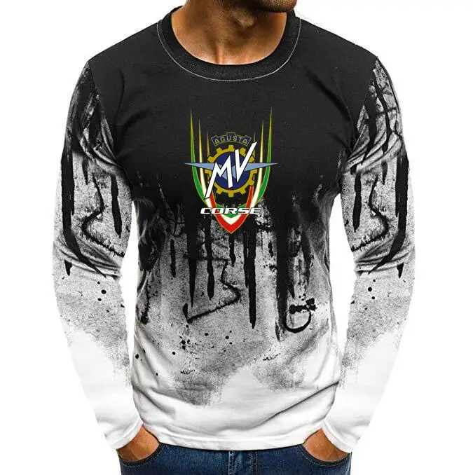 Футболка мужская с длинным рукавом градиентный топ принтом MV Agusta Racing