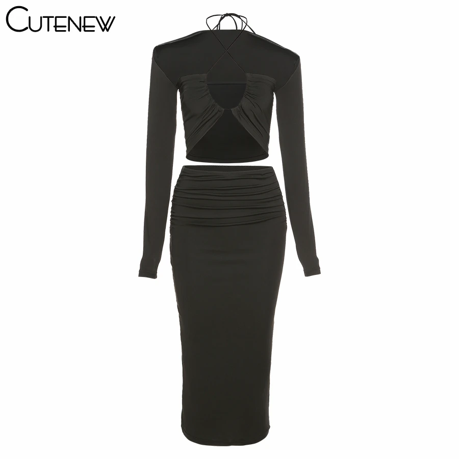 

Cutenew Summer Solid 3 Piece Set Women Sexy Bandage Strapless Top+Shawl+Stacked Bodycon Dress Matching Outfits Female Streetwear
