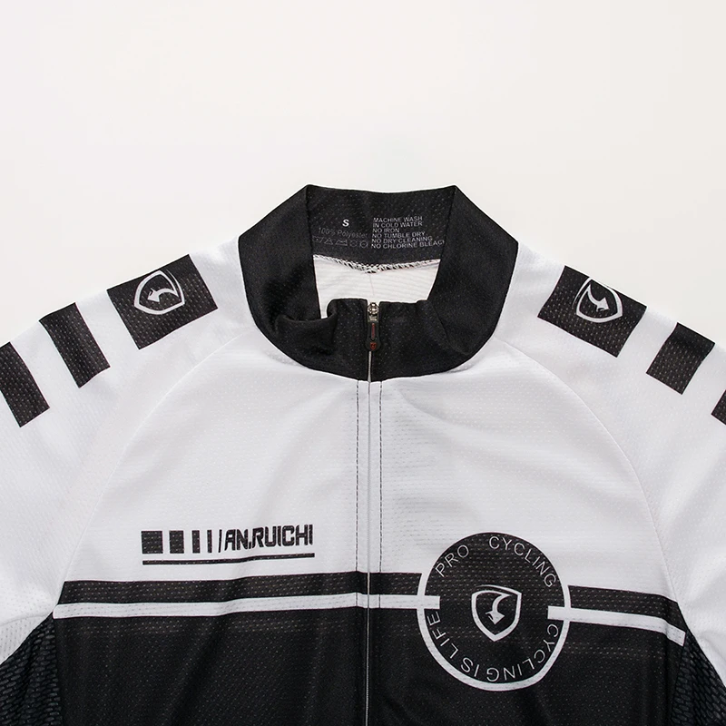 Мужские велосипедные Джерси с длинным рукавом белые черные защитой от пота