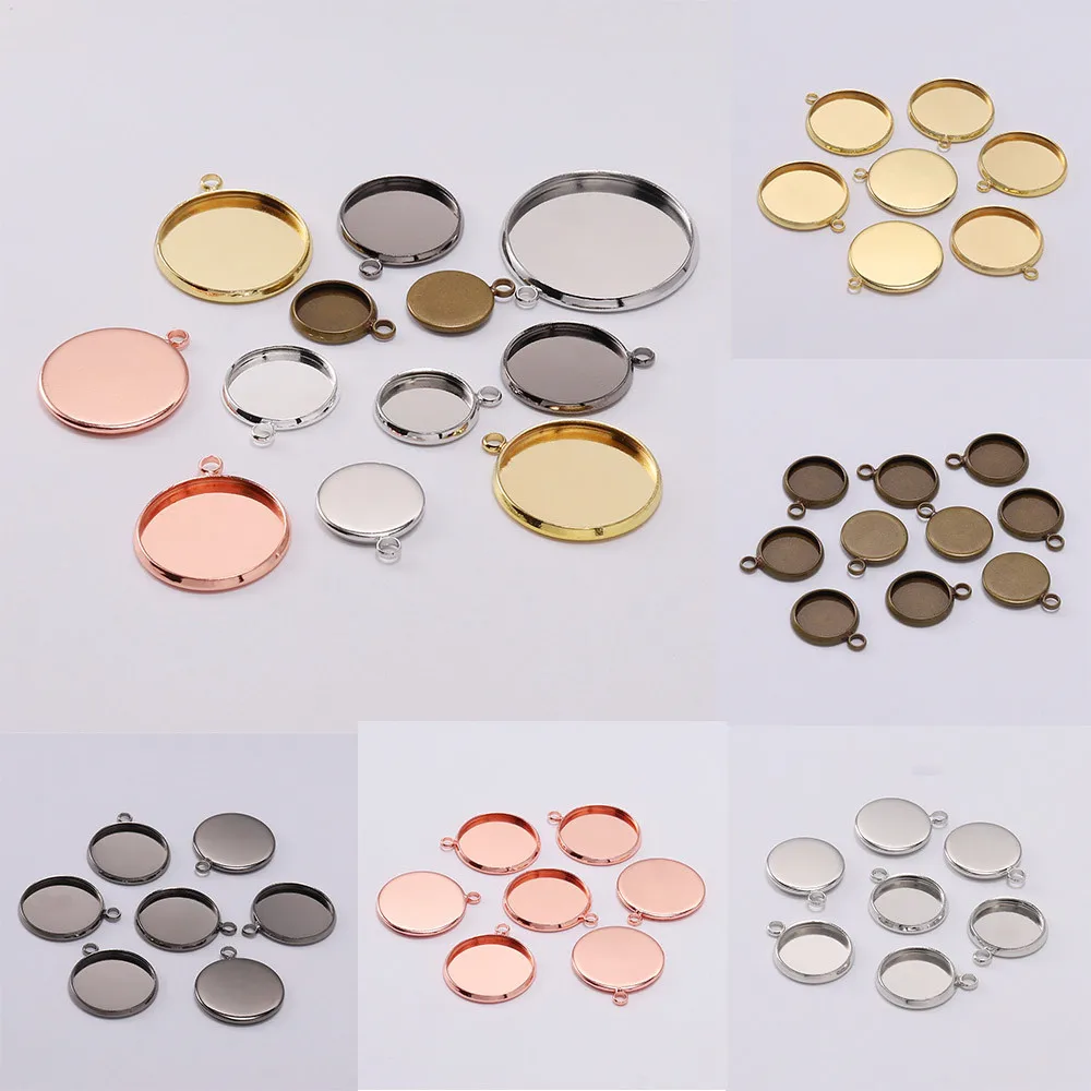 

20pcs/lot Round Cabochon Base Tray Bezels 10-25 mm Blank Bracelet Setting Supplies For Jewelry Making Pendant Wholesale