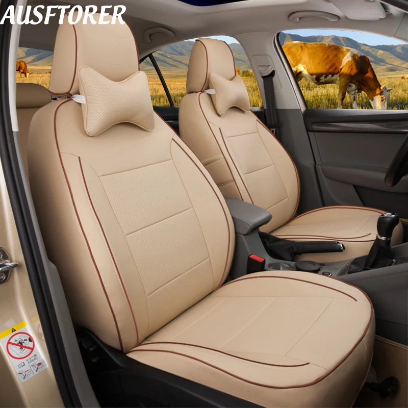 Автомобильные чехлы AUSFTORER из перфорированной воловьей кожи для Jeep Compass 2017 2018
