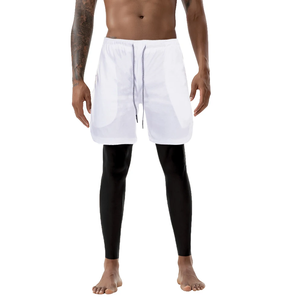 Новинка 2019 спортивные штаны мужские эластичные дышащие поддельные два предмета