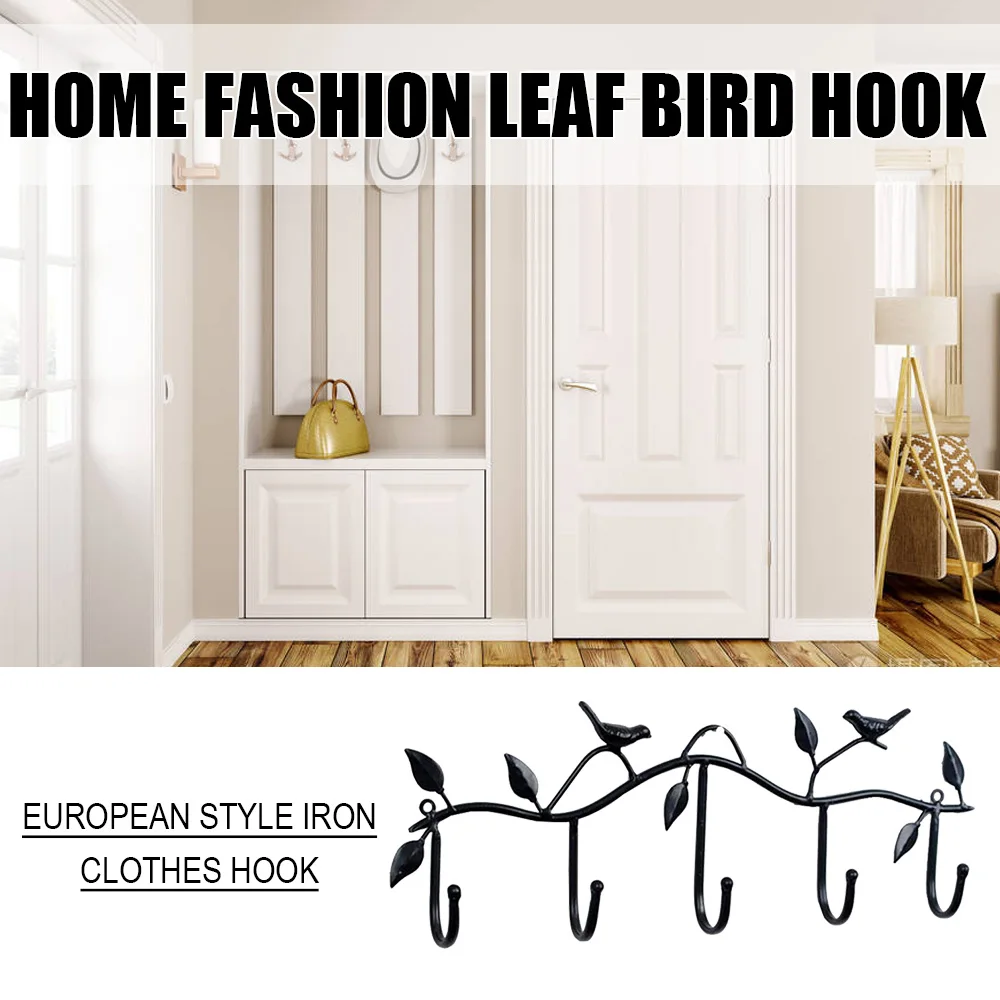 

1PC Clothes Hook 5 Metal Tree Bird Hooks Multifunction Wall Mounted Hanger for Cap Robe Coat Bathroom Accessories