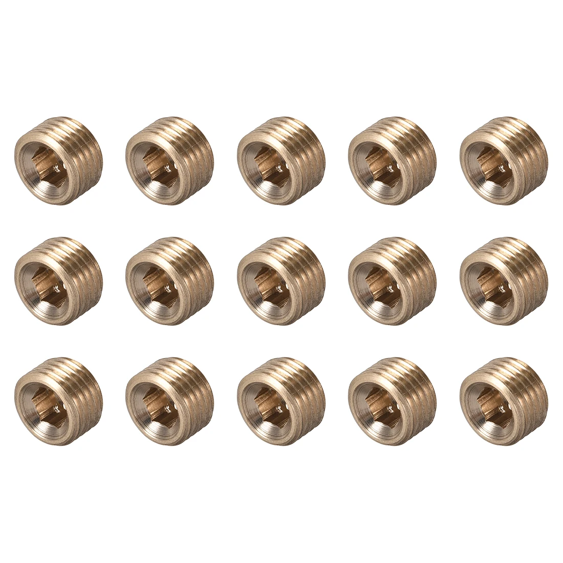 uxcell Brass Pipe Fitting - Hex Counter Sunk Plug G1/4 Male Socket Drive Countersunk Pipe Plugs 15pcs