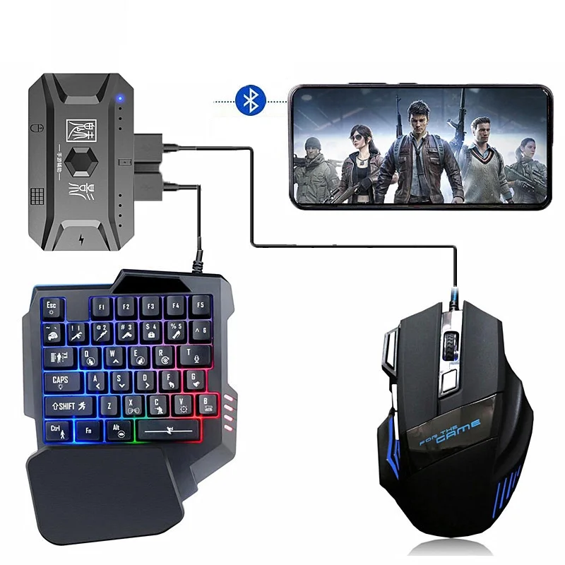 

Plug and Paly Gamepad PUBG Mobile Bluetooth 5.0 Controller Keyboard Mouse Converter Auxiliary Adapter For Android/IOS Smartphone