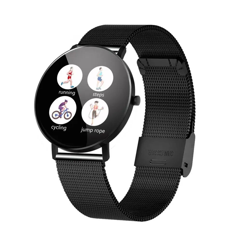 Black Steel strap F25 умный Браслет, полный экран, сенсорный gps трекер, пульсометр, монитор артериального давления, смарт-браслет, спортивные Смарт-часы для женщин - Цвет: Black Steel strap