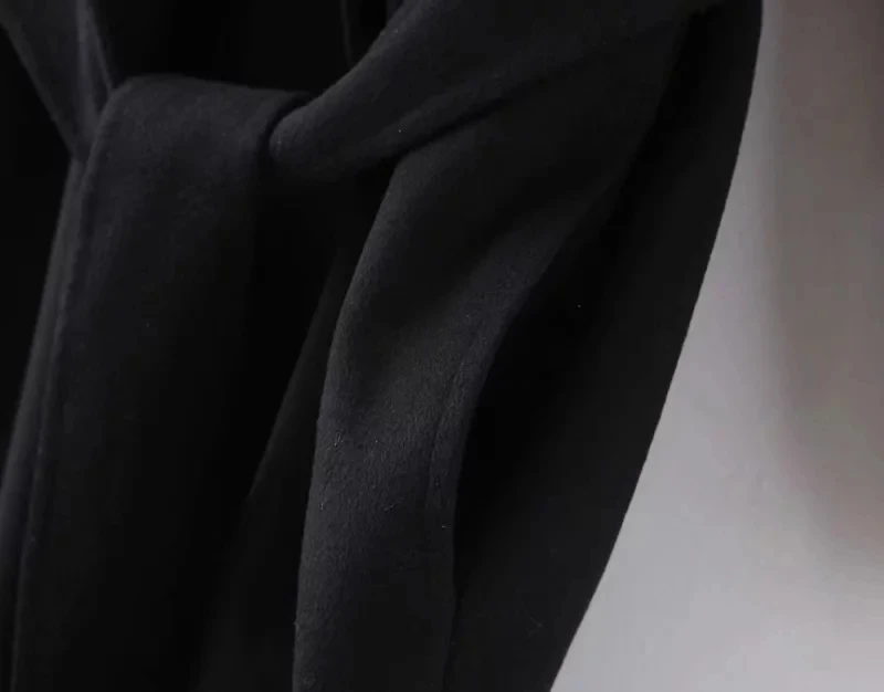 winter long za coat women england style vintage Wool collar splicing hooded oversize sashes thick woolen overcoat women