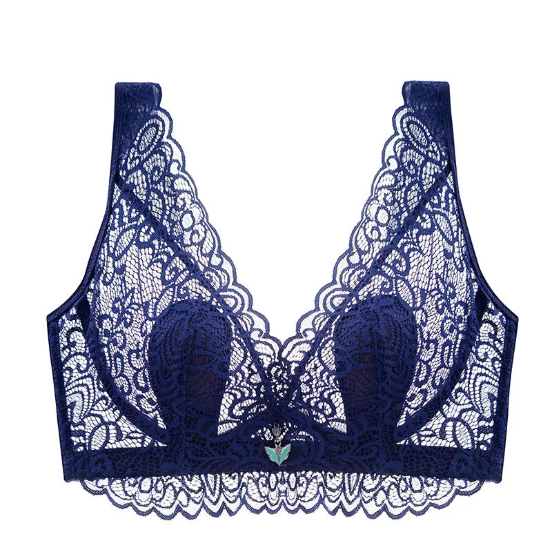 Summer ultra-thin full cup large size underwear female 200 catties thin section gather bra sexy lace full cup fat m bra