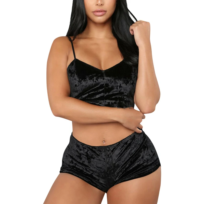

Women Pajamas Set Velvet Sleep Shorts Pijamas Sexy Lingerie Robe Ladies Night Gowns Nightwear