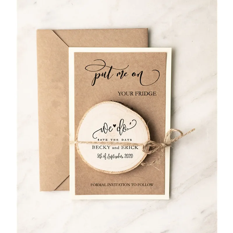 Деревянные магниты в деревенском стиле для свадьбы персонализированные