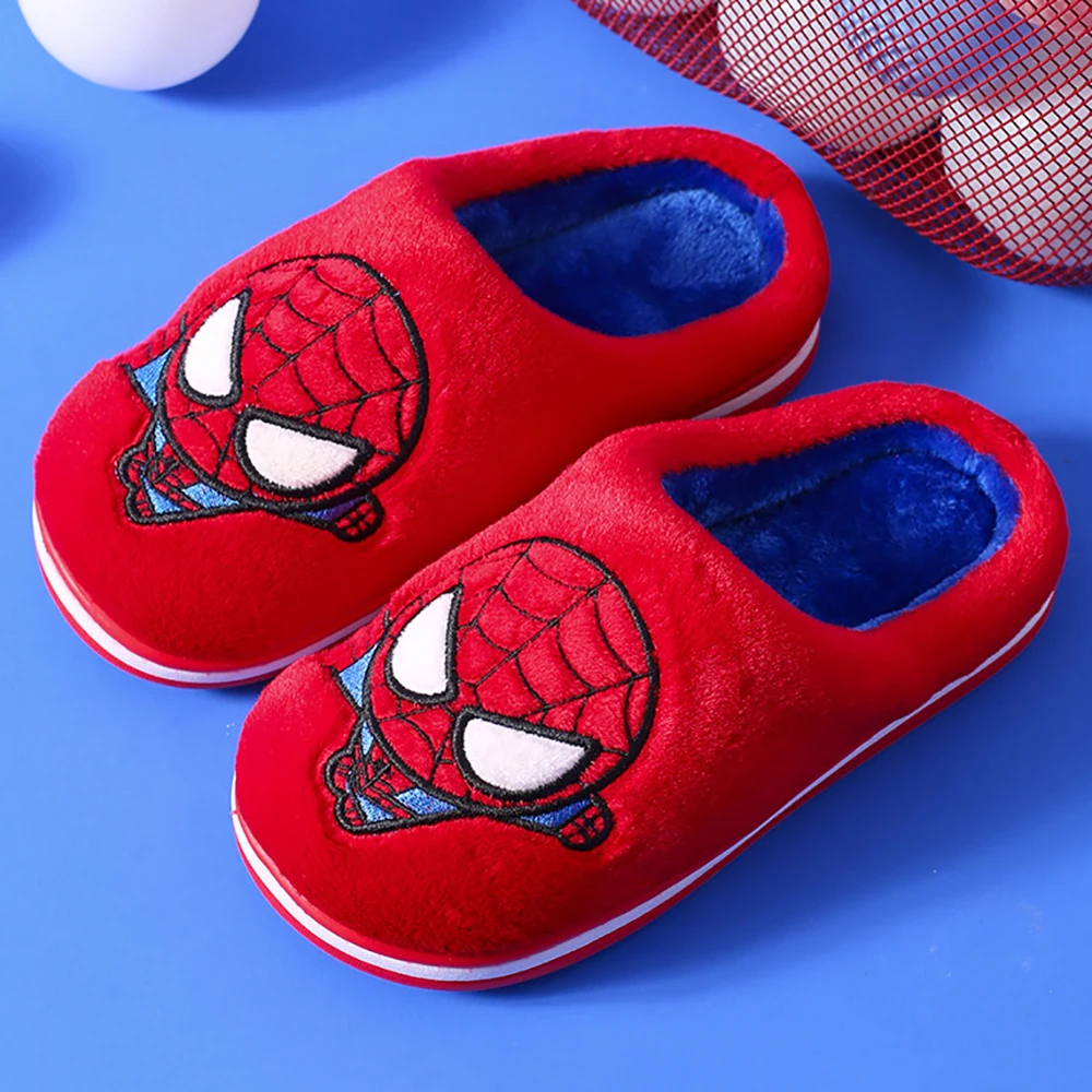 Детские хлопковые тапочки Marvel с мягкой подошвой для спальни зимние мальчиков