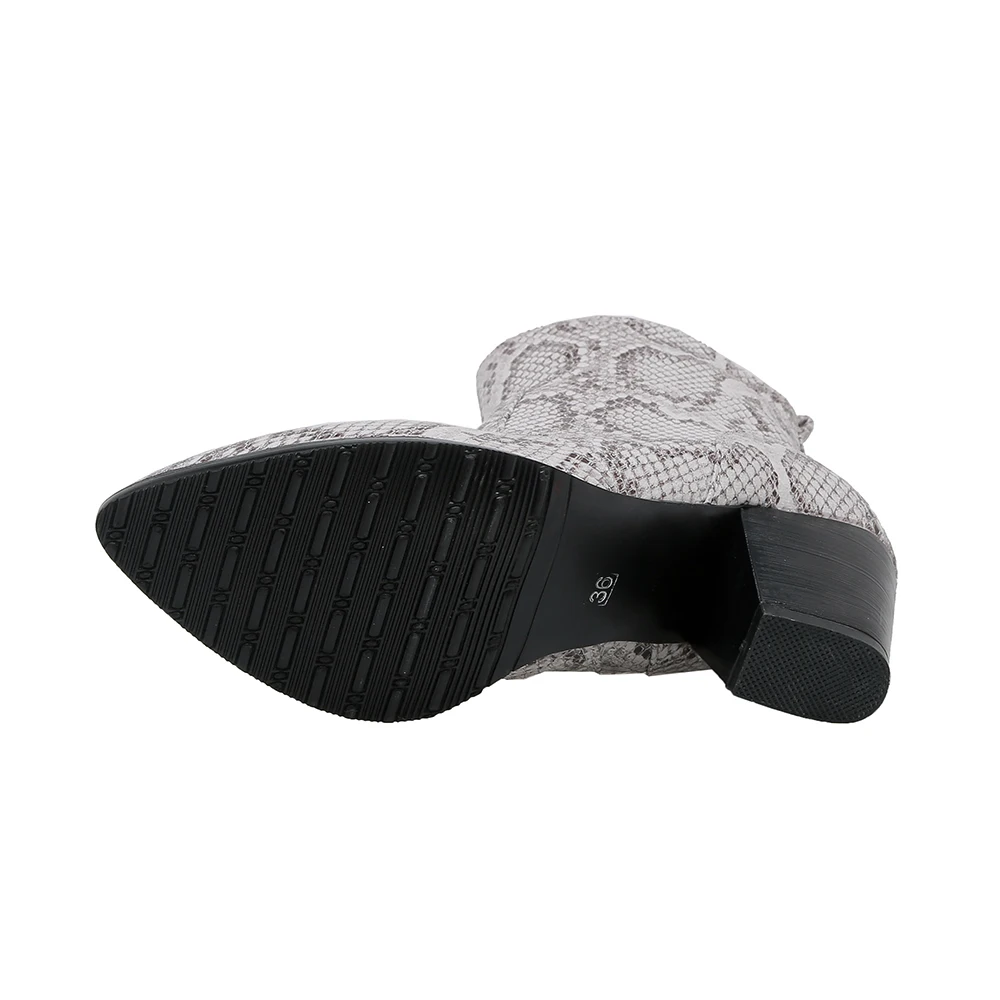 Женские повседневные сапоги до середины икры зимние на высоком каблуке большой