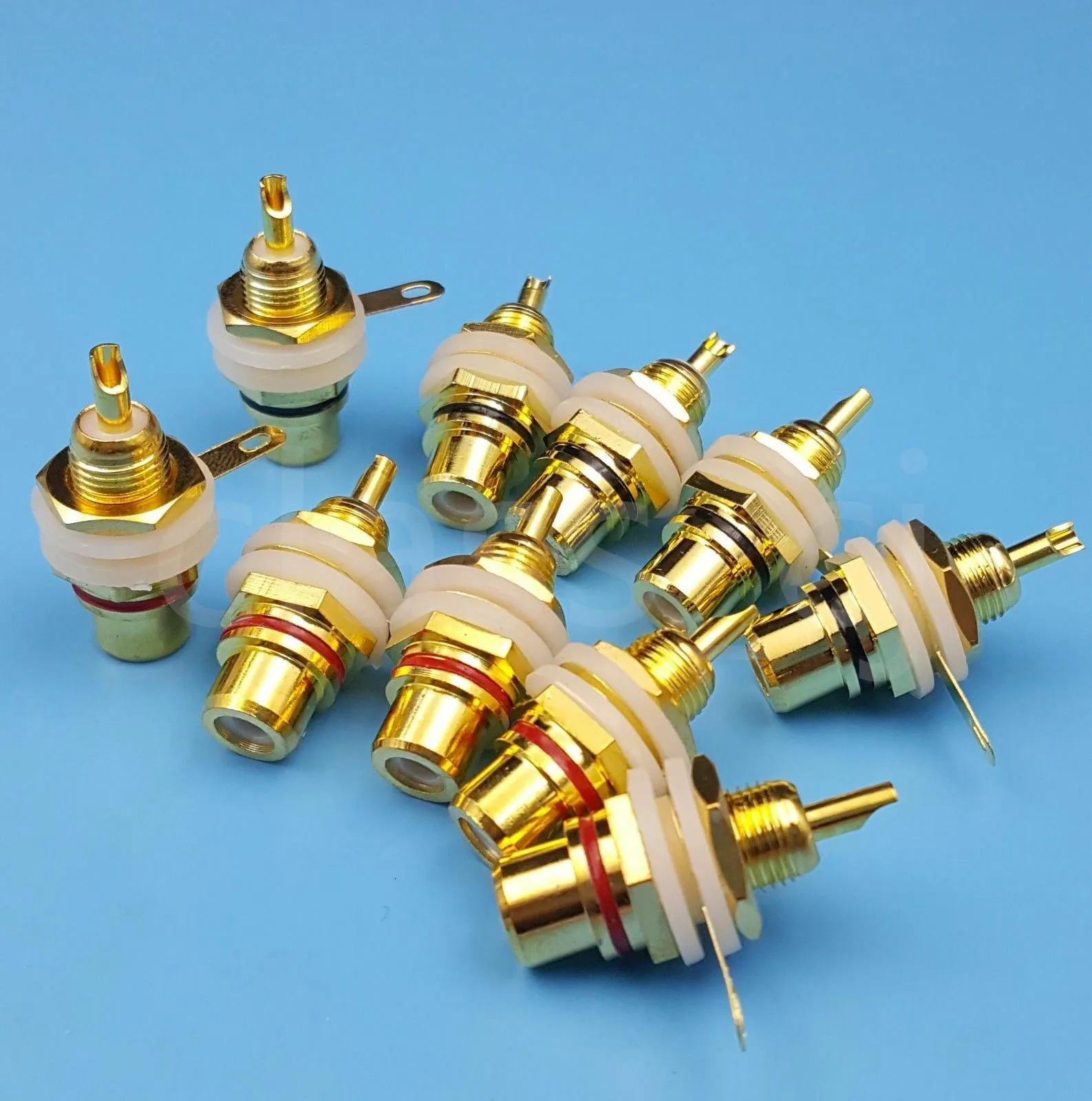

10Pcs Brass RCA Female Jack Socket Red/Black Chassis Panel Mount Connector For Maximum Signal Transmission