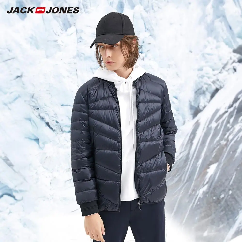 JackJones Мужская зимняя Базовая бейсбольная куртка с воротником короткий теплый