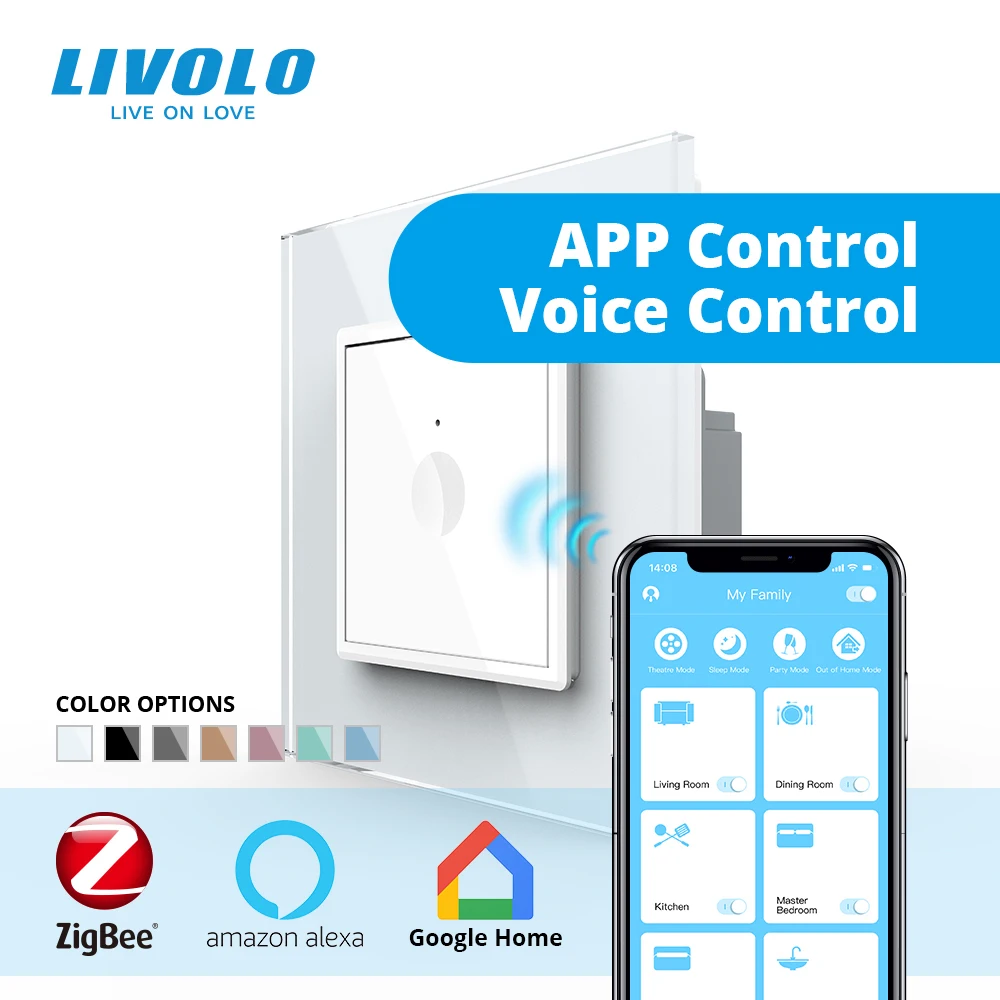 

Livolo ZigBee smart home wifi switch wireless Intelligent Automation APP Control,works with google home,aleax,echo