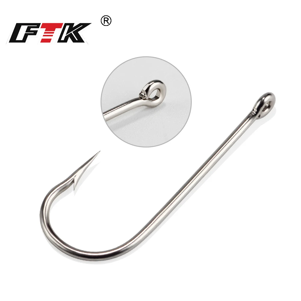 FTK Bent Sea Round Hook 2335 Nickel Big Ringed 10#-20# 100Pcs/Box Hooks From Norway For Jigging Carp Fishhook Fishing Tackle