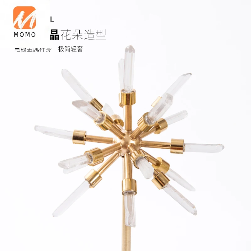 

Rzone Modern Light Luxury Home Decoration Decoration Crystal Metal Sun Stone Pattern Living Room Console Tables Crafts TZ