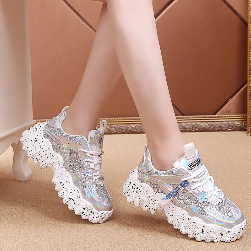 

Women Sneakers 2020 Fashion Sequined Breathable Vulcanize Shoes Women Casual Shoes Chunky Women Shoes Trainers Tenis Feminino
