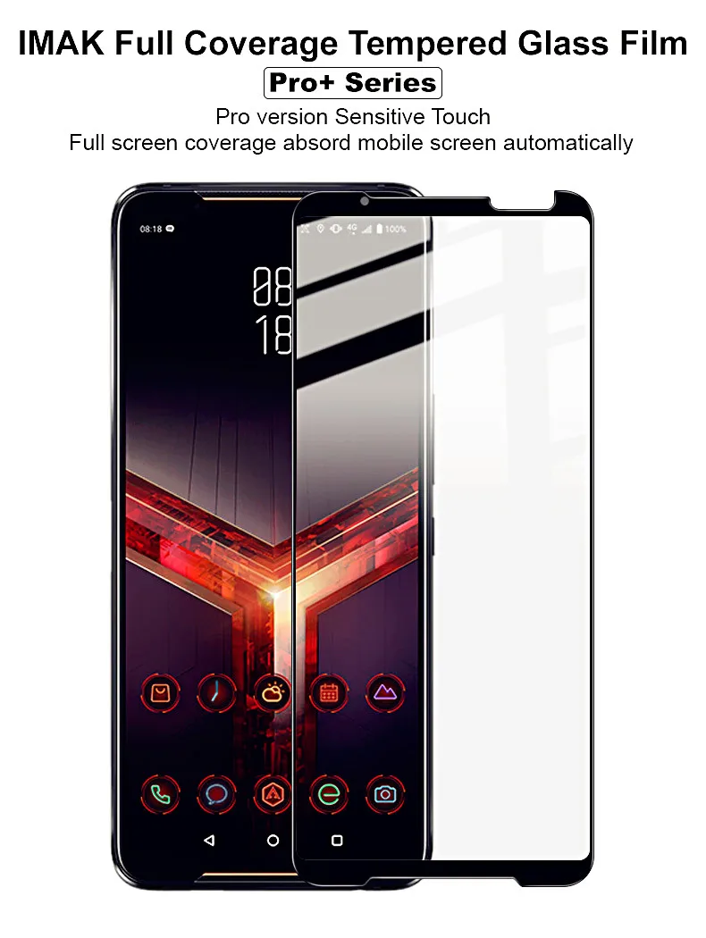 Imak Pro+ чувствительное Сенсорное полное покрытие стекло для ROG Phone II ZS660KL закаленное стекло с полным AB клеем Adsorp ROG Phone 2