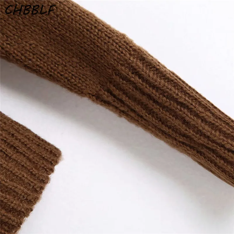 CHBBLF Женский вязаный лоскутный свитер с вышивкой эластичный Повседневный пуловер