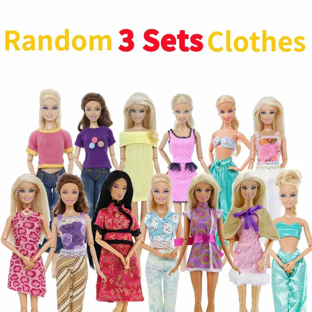 Ranom 3 sets Случайный 1/3/5 комплект одежды куклы аксессуары для Барби Кукла Одежда игрушки одежда рубашки с коротким рукавом, брюки, юбка, платье - Цвет: Ranom 3 sets