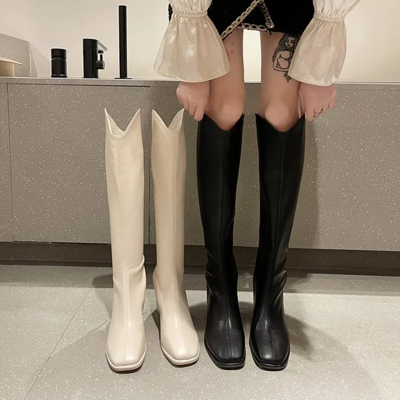 Женские высокие сапоги до колена новинка осень-зима 2021 рыцарские на толстом