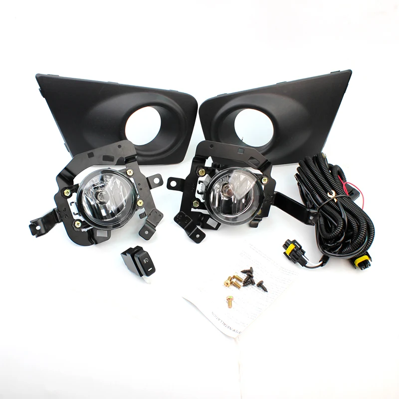 Whole SET Автомобильная противотуманная фара светильник в сборе для Mitsubishi Triton/L200 2009 2010 2011 2012 2013 левая и правая противотуманная фара с переключателем комплект противотуманных фар - Цвет: Whole SET