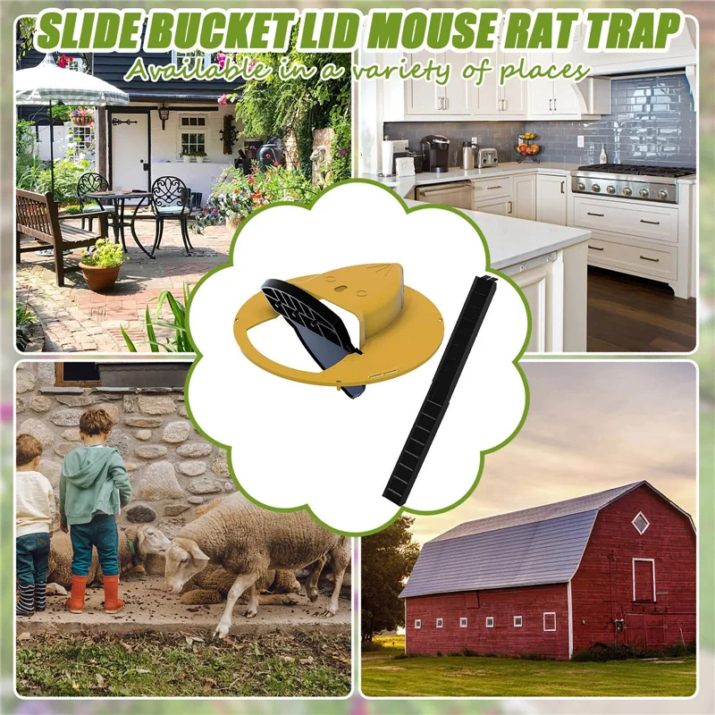 

Reusable Plastic Smart Mouse Trap Flip N Slide Bucket Lid Rat Mouse trap Humane Or Lethal Door Style Multi Catch Household Tool