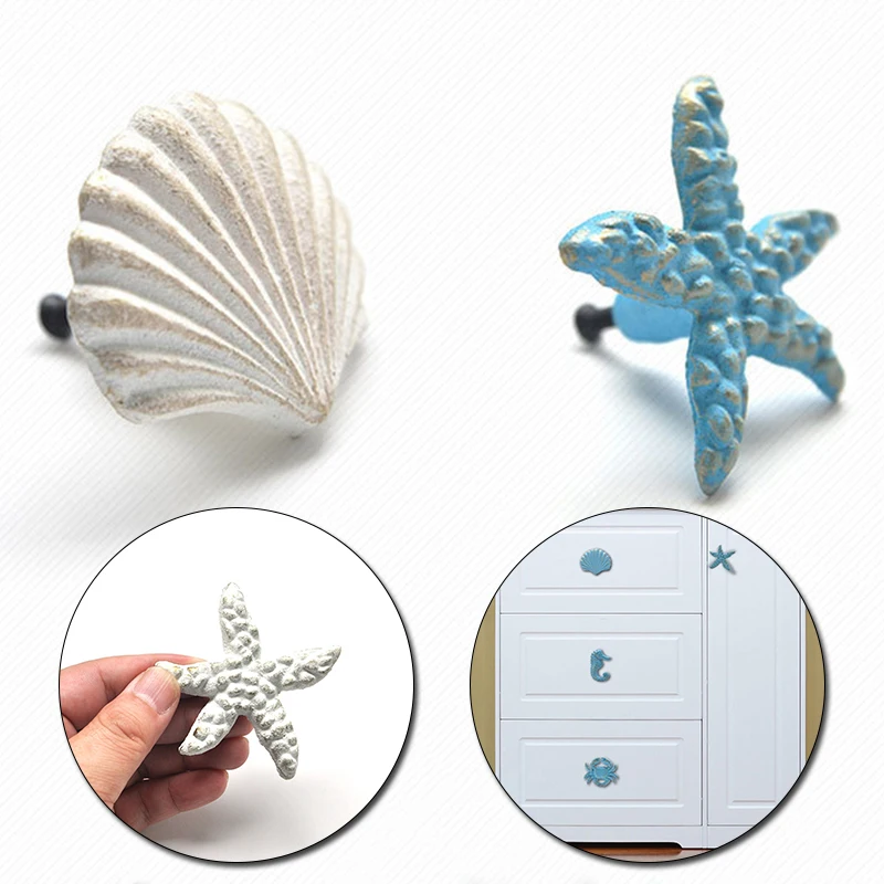 1pcs Starfish Wardrobe Door Handle Decoration Mediterranean Sea Stars DIY Beach Cottage Kids Bedroom Living Room Decor | Обустройство