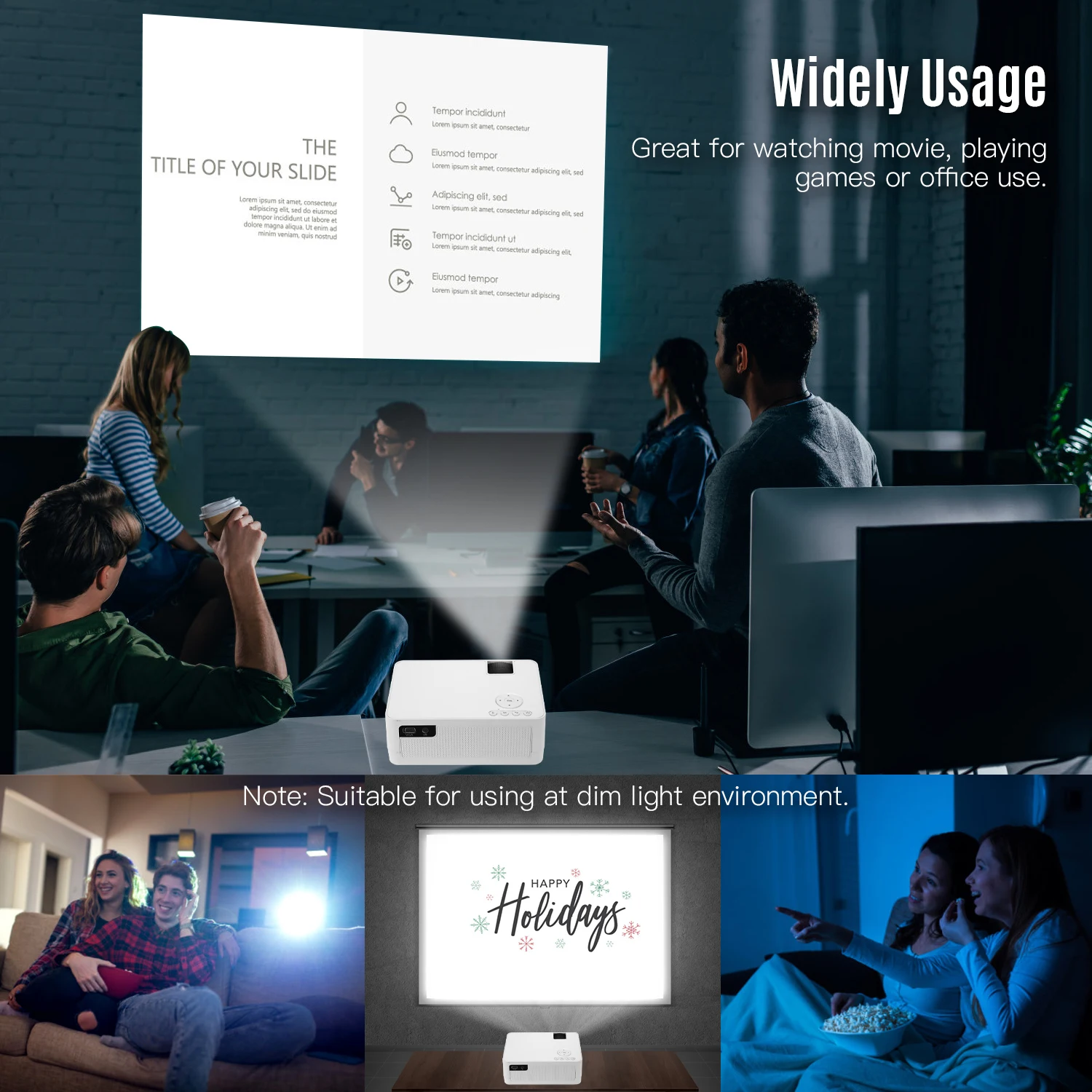 Портативный домашний кинотеатр светодиодный проектор 1080P поддержка 6500 Lux