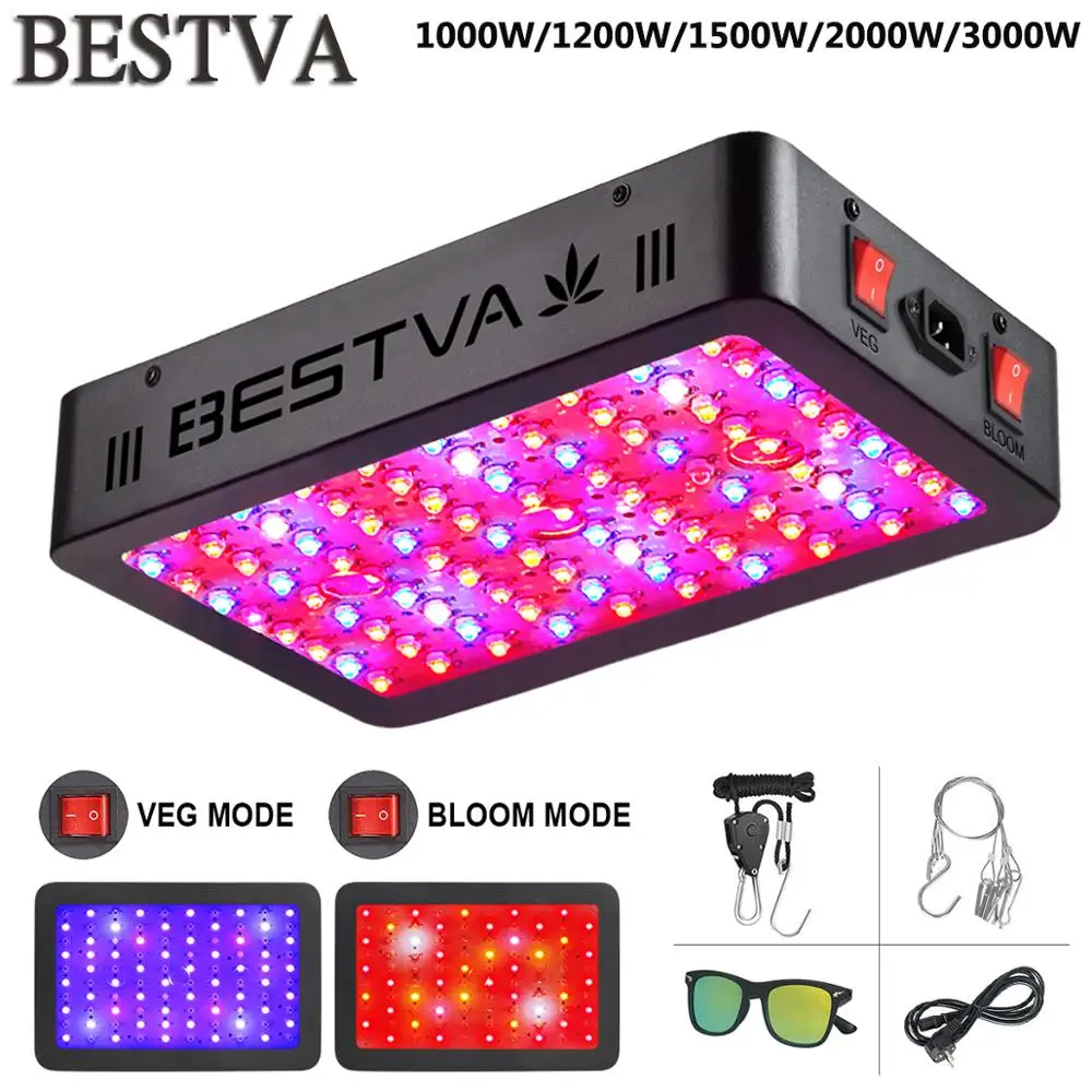 BestVA 300 Вт / 600 Вт / 800 Вт / 1000 Вт / 1200 Вт / 1500 Вт / 1800 Вт / 2000 Вт Полный спектр лампа для растений светодиодная лампа семенацветы комнатные палатки гидропоника цветы комнатные теплица Вел свет