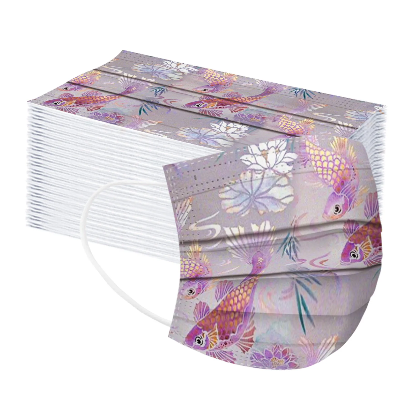 50 шт. одноразовая маска для лица с цветочным принтом дышащая 3 слоя слоев фильтр