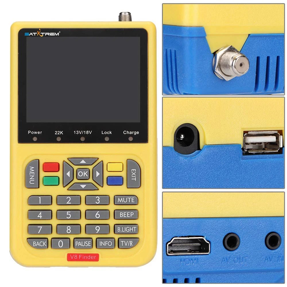 Спутниковый искатель Satxtrem V8 Plus цифровой измеритель спутникового сигнала H.265 Full HD