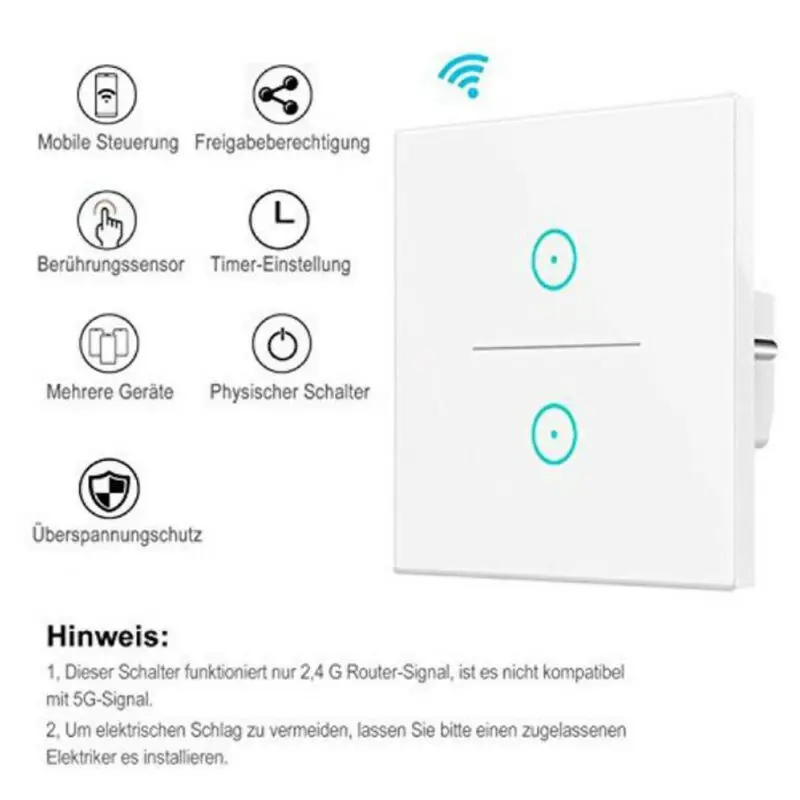1/2/3 Gang ЕС штекер 2 4 ГГц Smart WiFi сенсорный настенный выключатель Беспроводной Панель