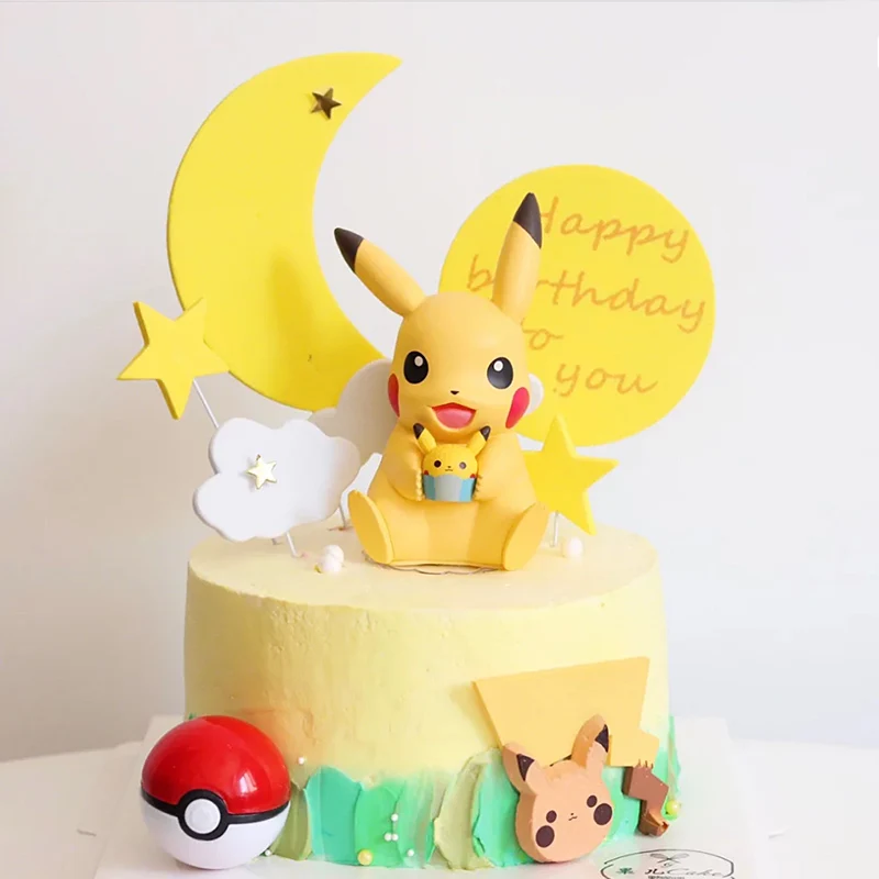 Anime Yellow Animals Cute Model Cake Topper Figure Toys Pvc Elves Ball For Children Collectibles Birthday Party Decoration | Дом и сад