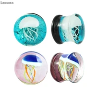 leosoxs 2 piece european and american popular jewelry glass ear earrings marine jellyfish ear earphones explosion models hot new