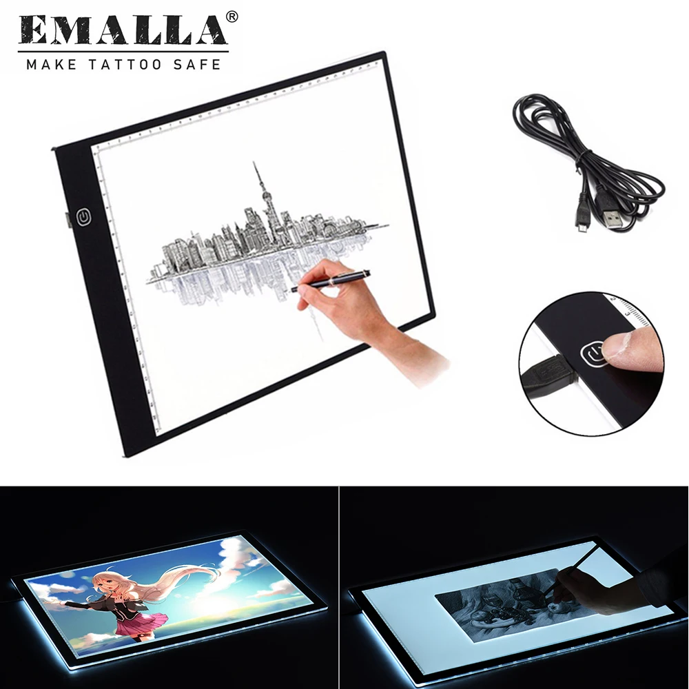 Горячая продажа Портативный А4 планшет со светодиодной подсветкой тату