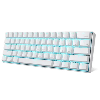 RK61 BT Dual Mode Keyboard Blue Backlight 61 Key Mini Mechanical Keyboard for Gamer Phone/Tablet White with Gateron Red Switches