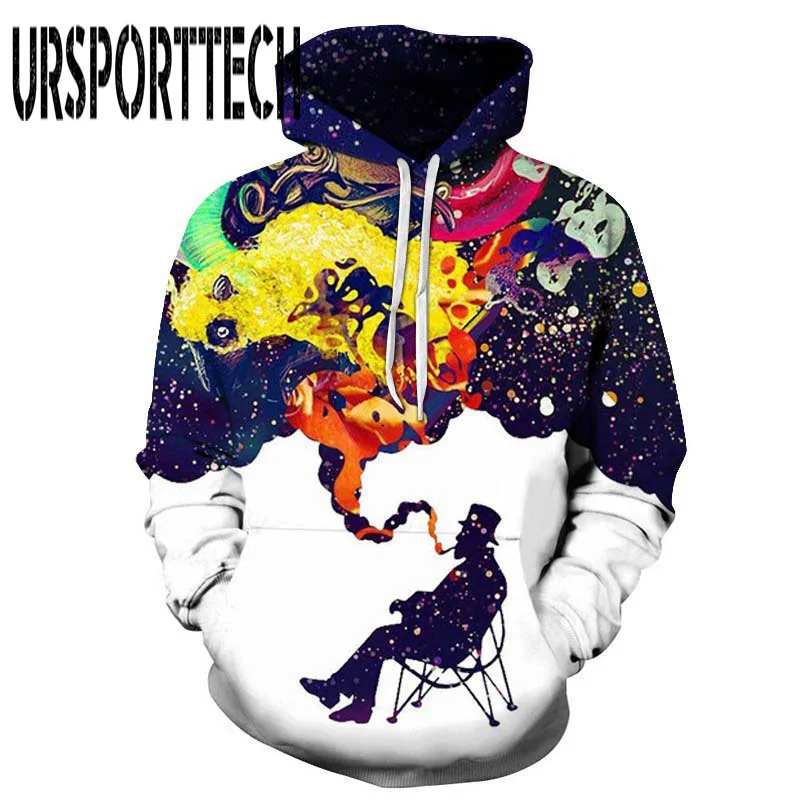 picture color URSPORTTECH популярные модные повседневные мужские и женские 3D толстовки с принтом молочного космоса галактика толстовки с капюшоном унисекс Топы оптом размера плюс - Цвет: picture color