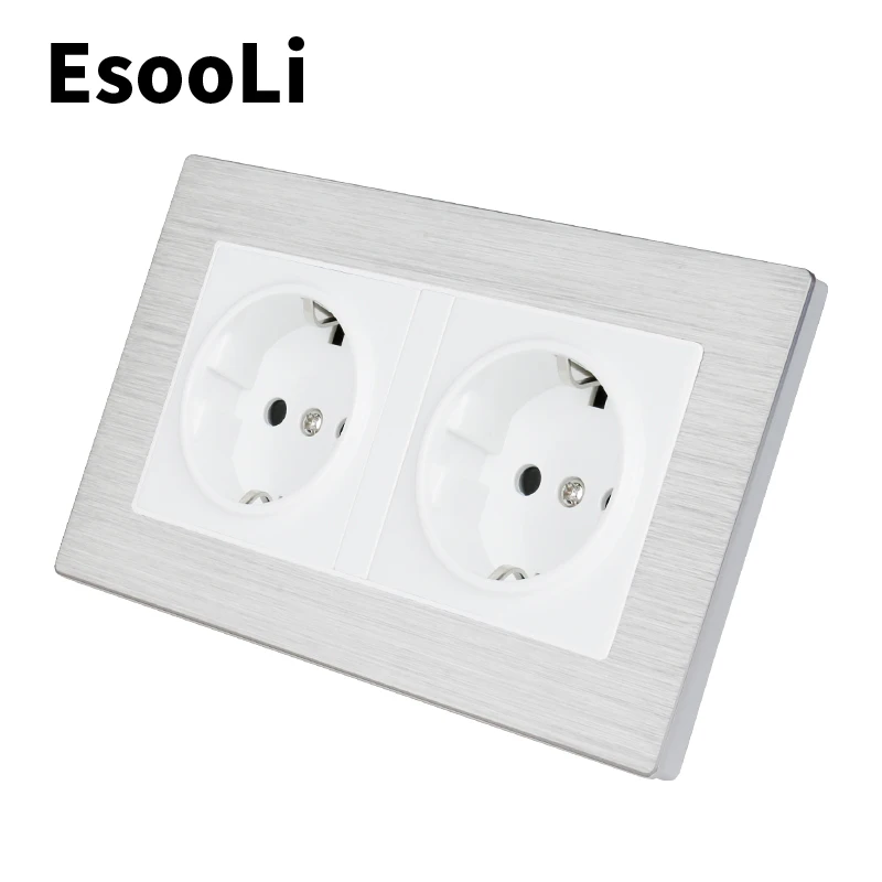 EsooLi Золотая алюминиевая металлическая панель настенная розетка стандарт ЕС 16А